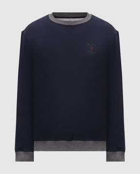 Brunello Cucinelli Blue sweatshirt with embroidery MM8263390G