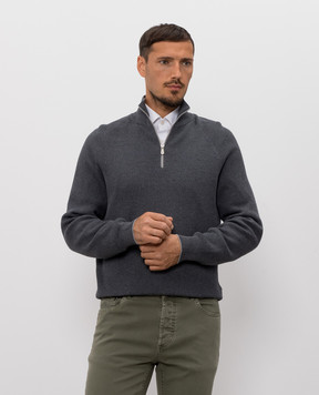Brunello Cucinelli Gray ribbed jumper M29400104