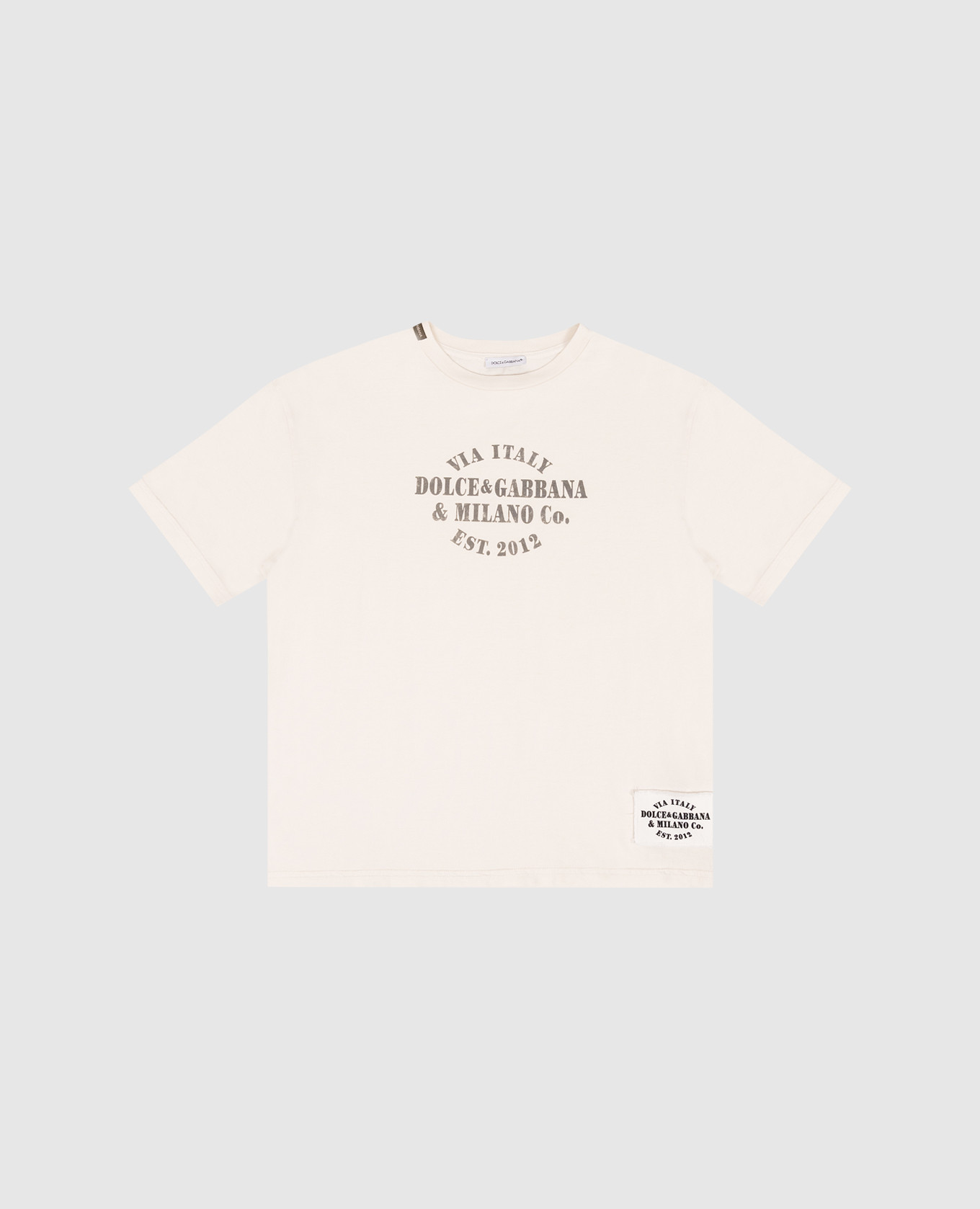 Children's beige T-shirt with logo print Dolce&Gabbana