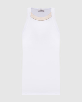 Peserico White ribbed silk top A08624J05669A