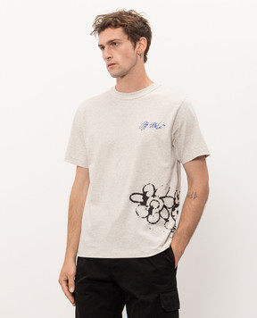 Off-White Grey melange Metal Flowers T-shirt 44MAA16MF26J009