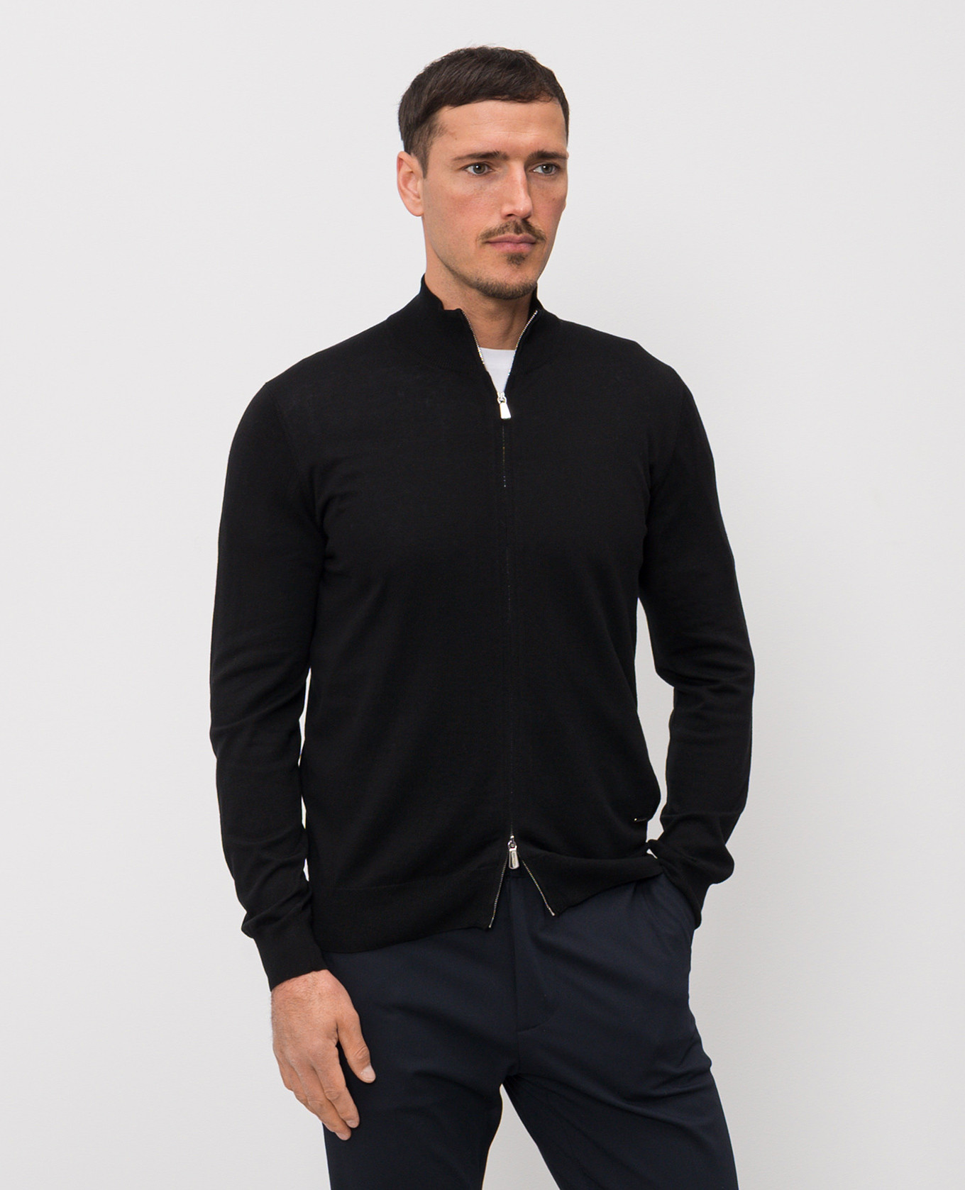 

Black cardigan with silk Enrico Mandelli