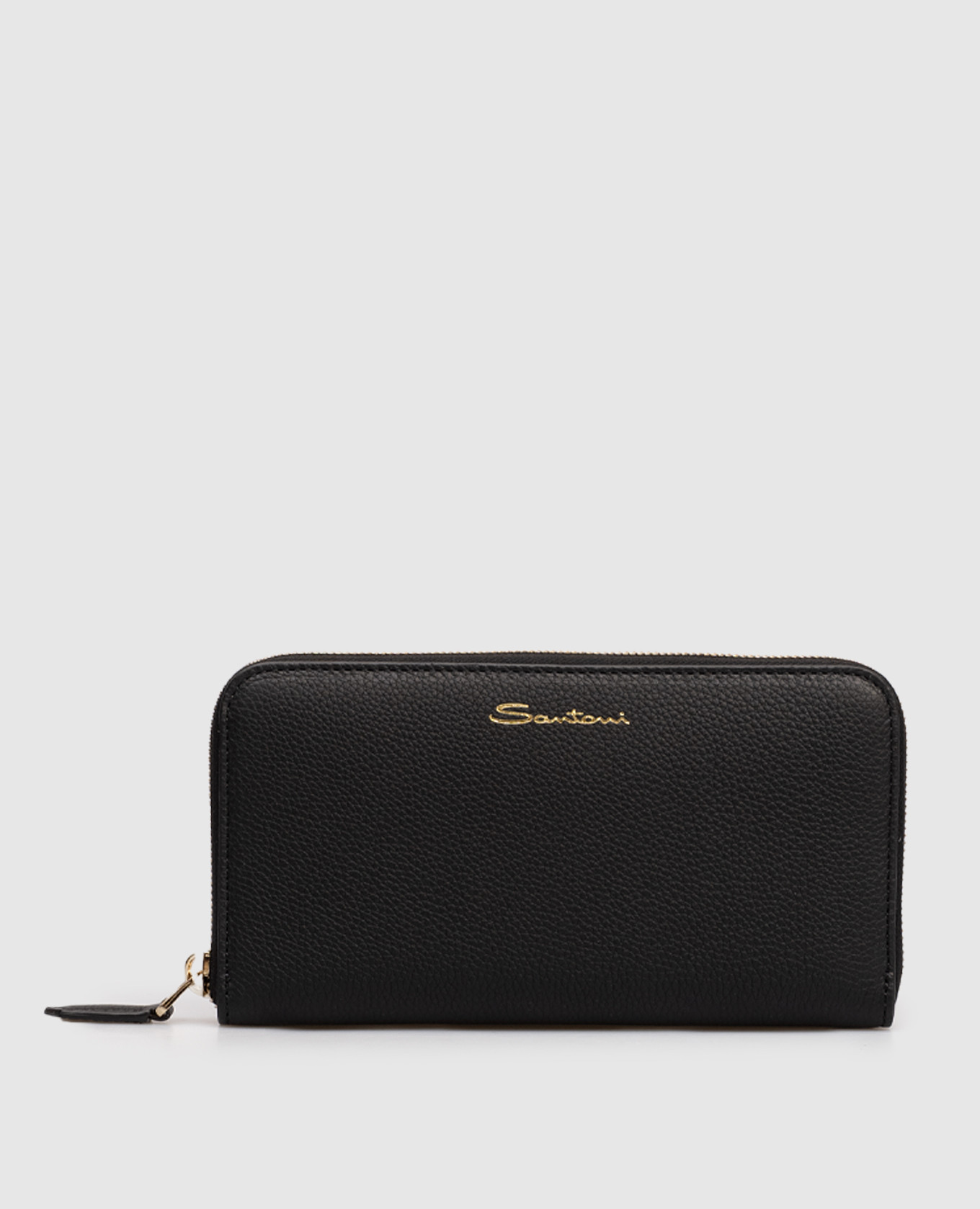 

Black leather wallet with logo Santoni