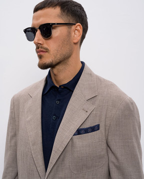 Brunello Cucinelli Blue double-sided patterned silk pachet MX8670091