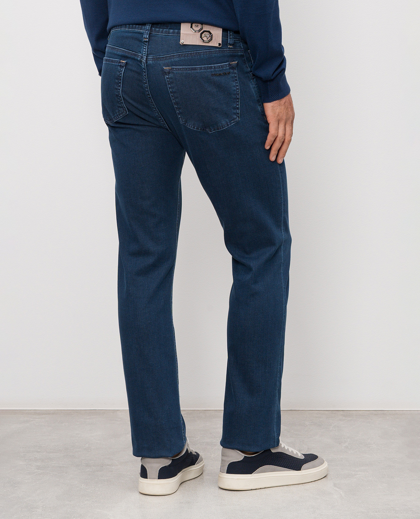 

Blue jeans with textured logo Stefano Ricci