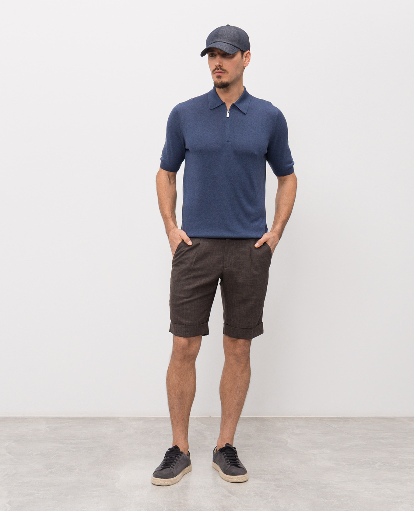 

Blue silk polo shirt Enrico Mandelli