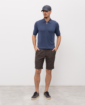 Enrico Mandelli Blue silk polo shirt 3K065A5674