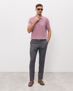 Stefano Ricci Pink polo shirt with geometric silk pattern K818115P31F26281