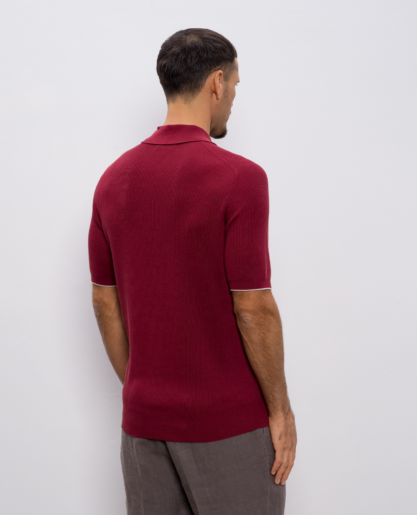 Burgundy cotton polo shirt Brunello Cucinelli 4