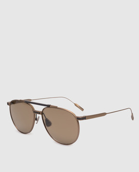 Brunello Cucinelli Intarsia Rays Gold Aviator Sunglasses MOCPATTS11