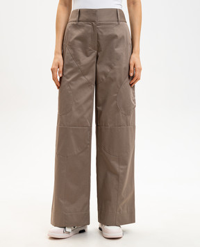 Off-White Brown pants with logo patch 2CF029S26FAB001