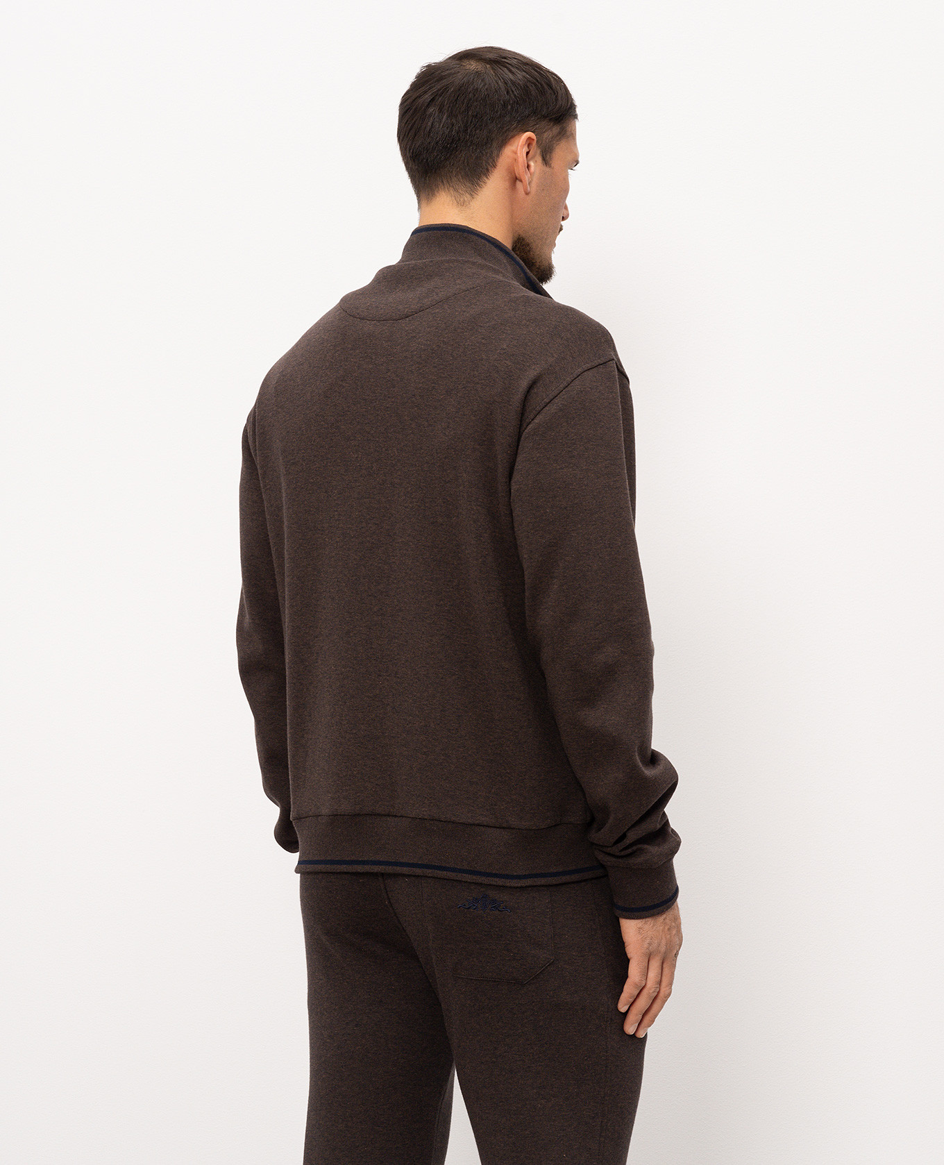 Brown sports jacket with embroidered emblem Castangia dal 1850 4