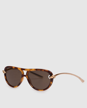 Bottega Veneta Knot brown tortoiseshell aviator sunglasses 841235VBL80