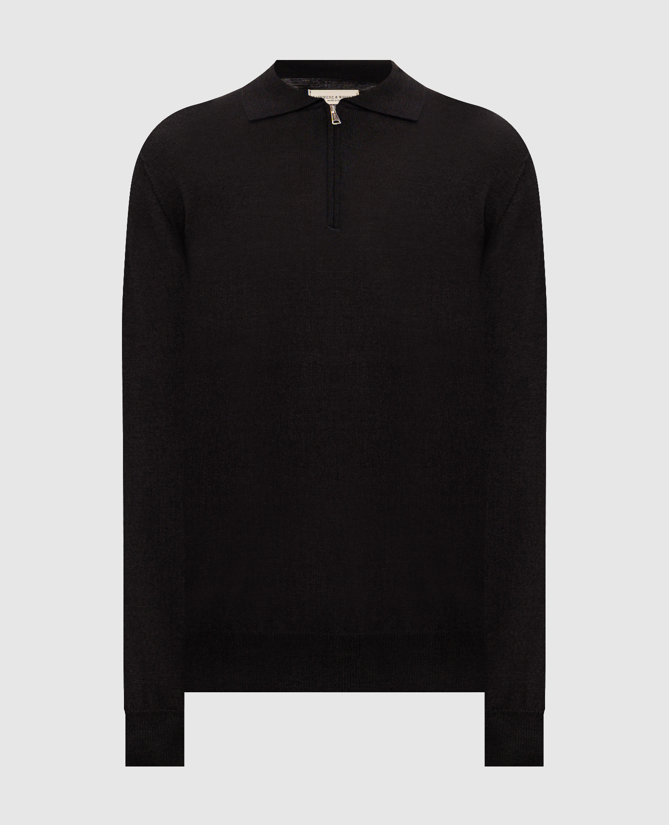 Black wool, silk and cashmere polo shirt