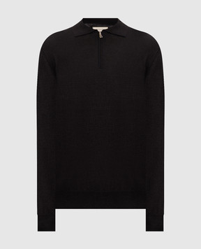 Cashmere&Whiskey Black wool, silk and cashmere polo shirt 474Z