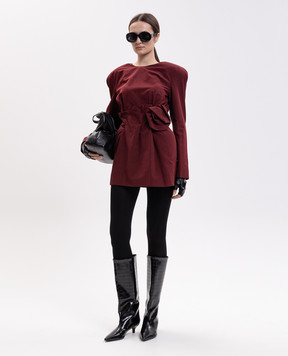 Magda Butrym Burgundy silk mini dress with accent shoulders DRESS41257926