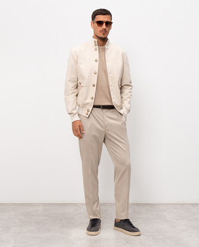 Pini Parma Beige T-shirt with contrast trim TSHITAU