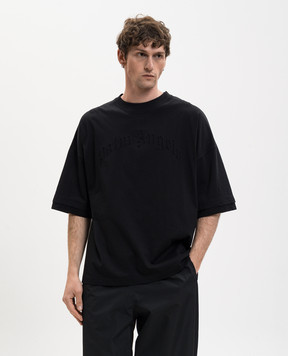 Palm Angels Black T-shirt with logo PMAA10QS26JER001
