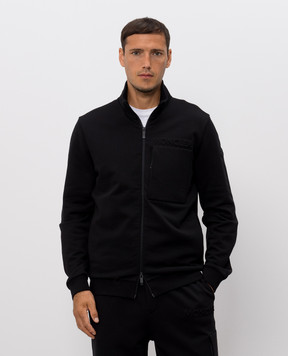 Moncler Black sports jacket with textured logo L20918G0000489AZY