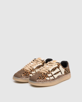AMIRI Brown Leopard pacific bones sneakers in animal print AWSNSN1024