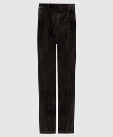 Green velvet trousers with lapels