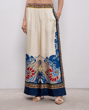 La DoubleJ Beige printed silk palazzo pants TRO0026SIL006LEM02