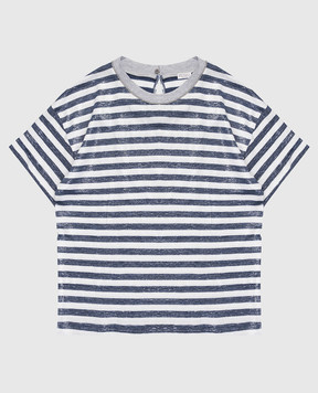 Brunello Cucinelli Children's striped T-shirt with a monil chain BQ969T492C