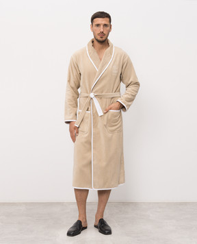 Brunello Cucinelli Beige terry robe with embroidered emblem MLB925152