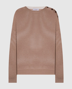 Brunello Cucinelli Beige openwork cashmere jumper M12205100
