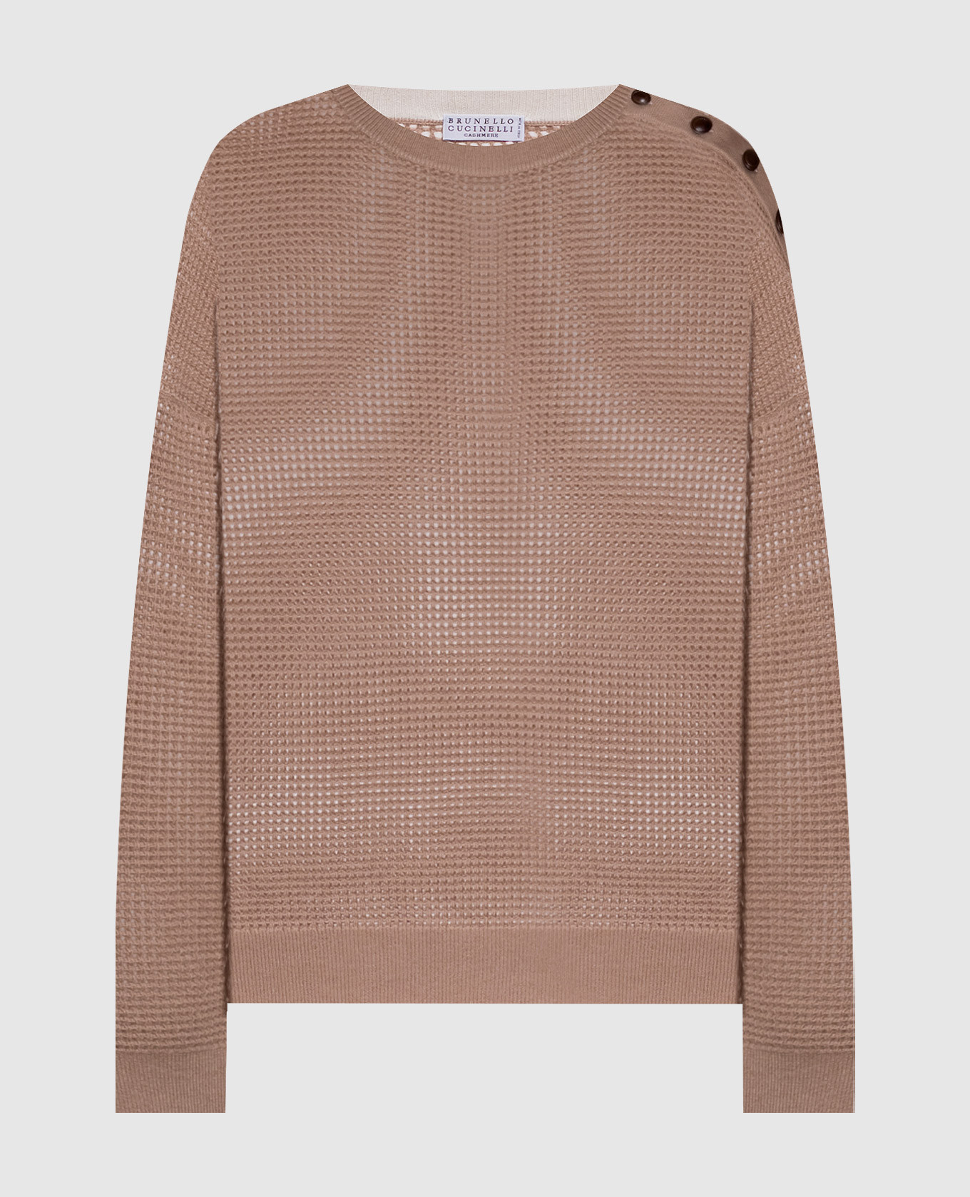 Beige openwork cashmere jumper Brunello Cucinelli