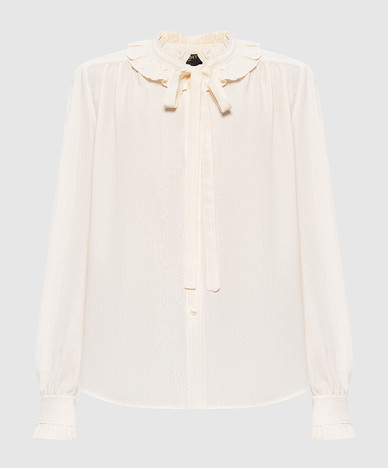 Beige Bluse mit Seide