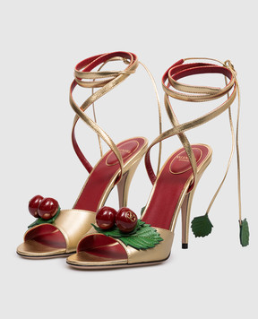 Valentino Gold leather sandals with applique 8W2S0NY2ITE