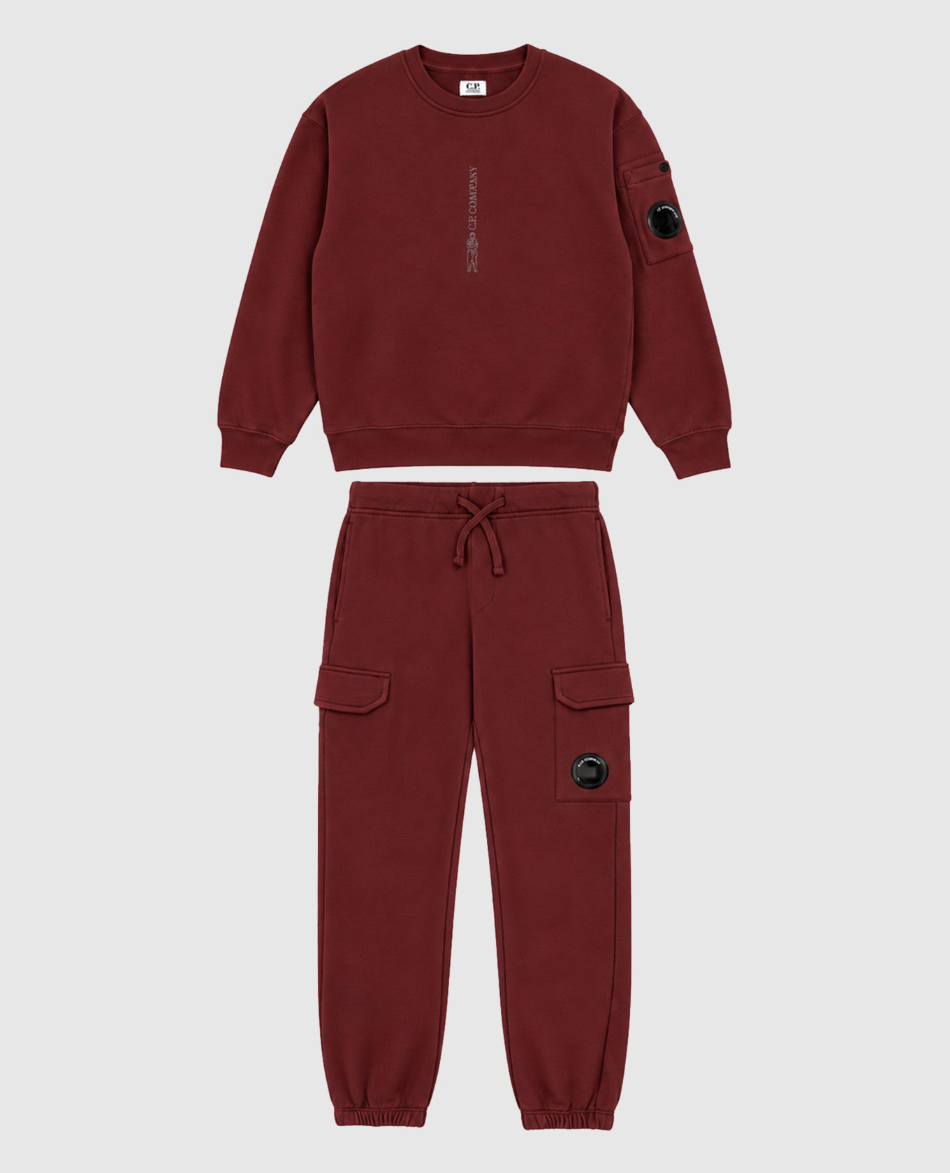 Children's burgundy tracksuit with logo print