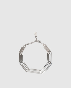Off-White Silver Paperclip Bracelet OMOA110S26MET001