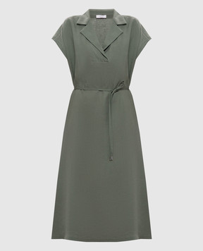 Peserico Green linen midi dress S02412A02647