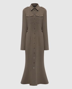 Thierry Mugler Khaki shirt dress with wool 26F1RO18601035