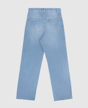Balmain Children's blue jeans with logo embroidery BY6Q50Z36641214