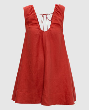 Faithfull Red Perla linen dress FF4579DTO