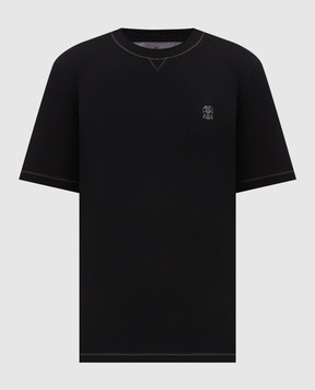 Brunello Cucinelli Black T-shirt with emblem M0B131328G