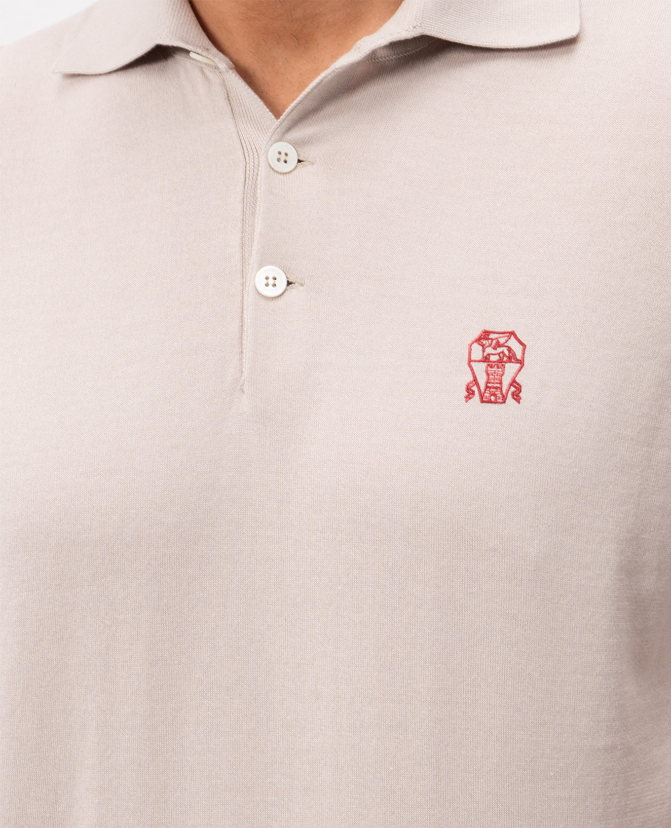 Beige polo shirt with embroidered emblem Brunello Cucinelli 5