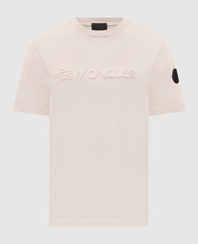 Moncler Beige T-shirt with textured logo L20918C0001189AUG