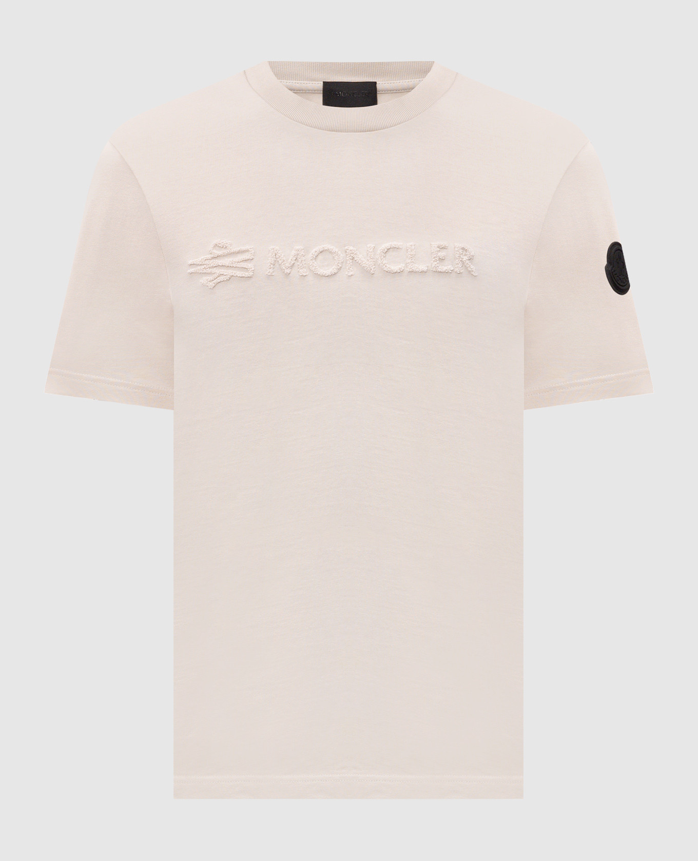 Beige T-shirt with textured logo