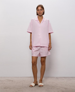 Dore & Rose Pink striped pajamas with logo embroidery SHORSLEEVESTRIPEDPJ