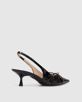 Stuart Weitzman Georgie black patent leather slingbacks SM977