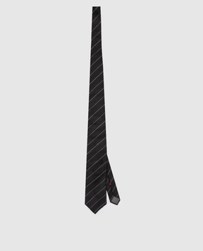 Brunello Cucinelli Black striped silk tie MI8890018
