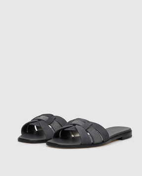 Doucal's Gray suede flip-flops with a monil chain DD8906DEGNUF278