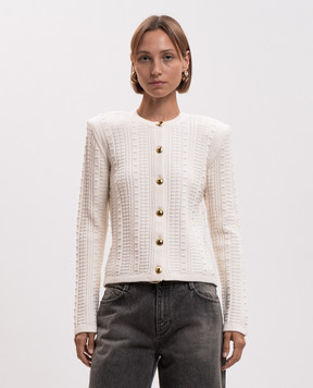 Twinset Ivory cardigan with textured pattern 262TP3101