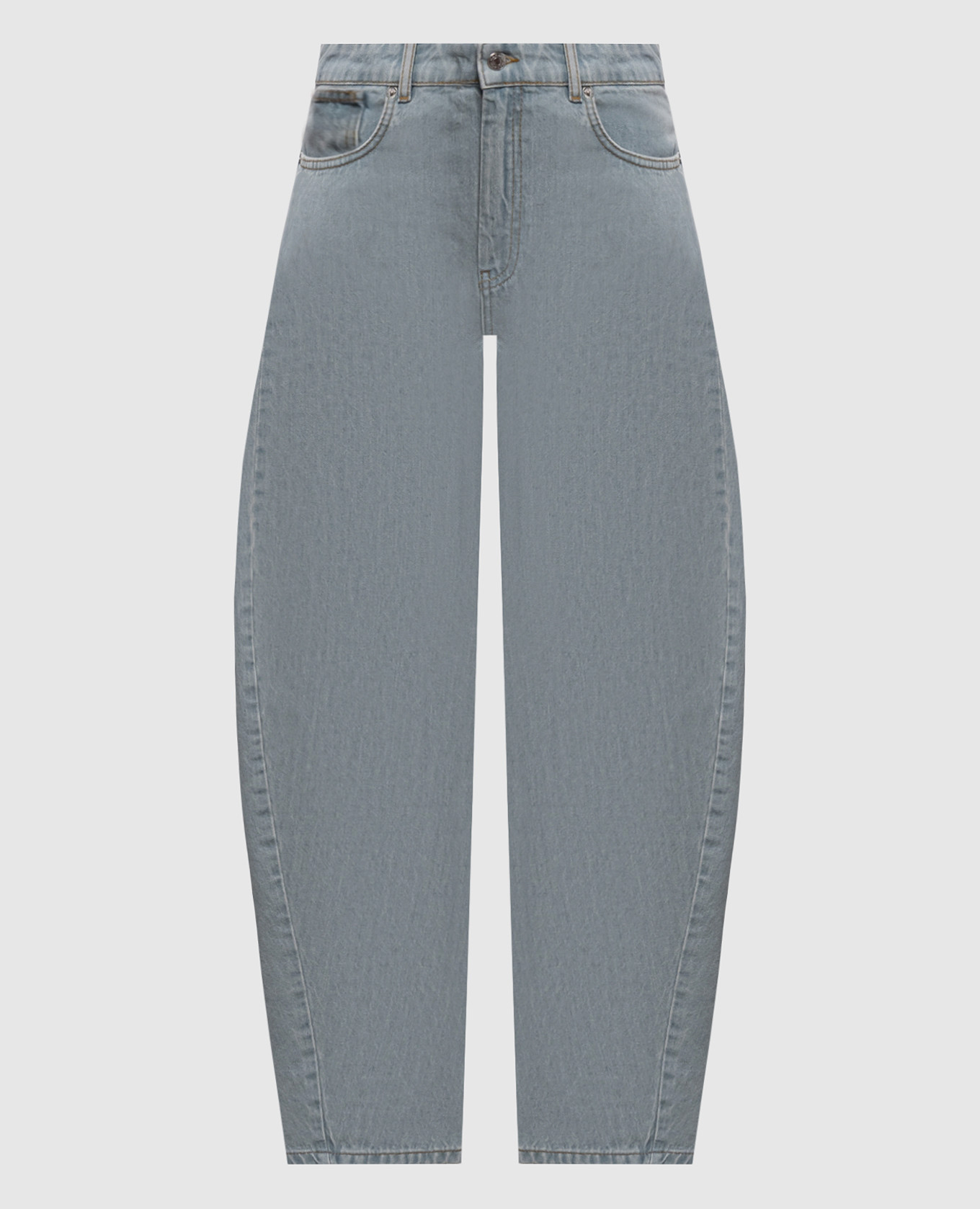 Blue banana jeans with a patch