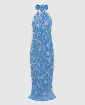 Rowen Rose Blue pleated dress with an open back DRSRR447V2