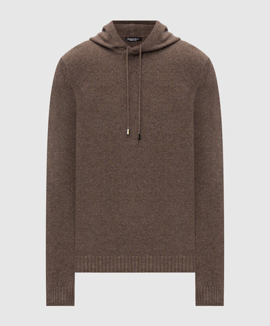 Pull en cachemire marron à capuche